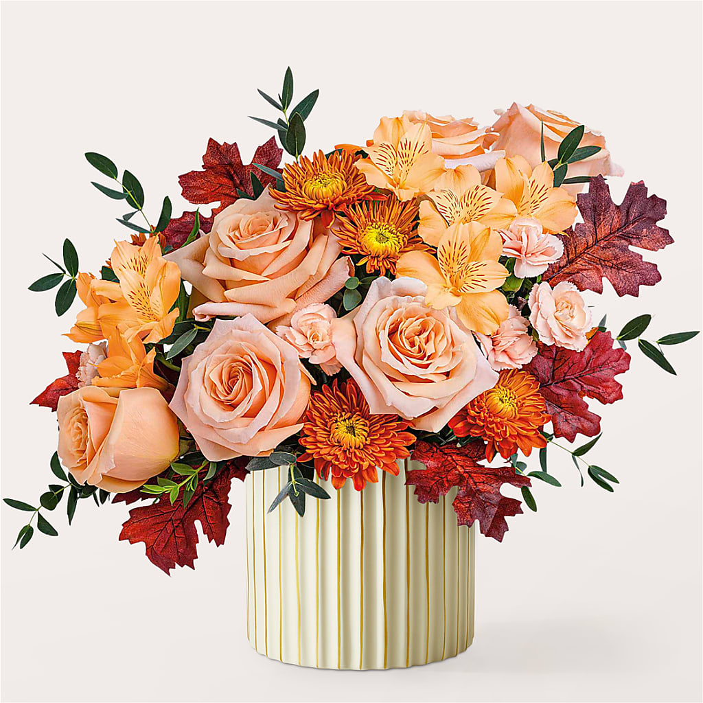Spiced Latte Bouquet with Ivory Vase – A Bloom Depot, Pomona CA