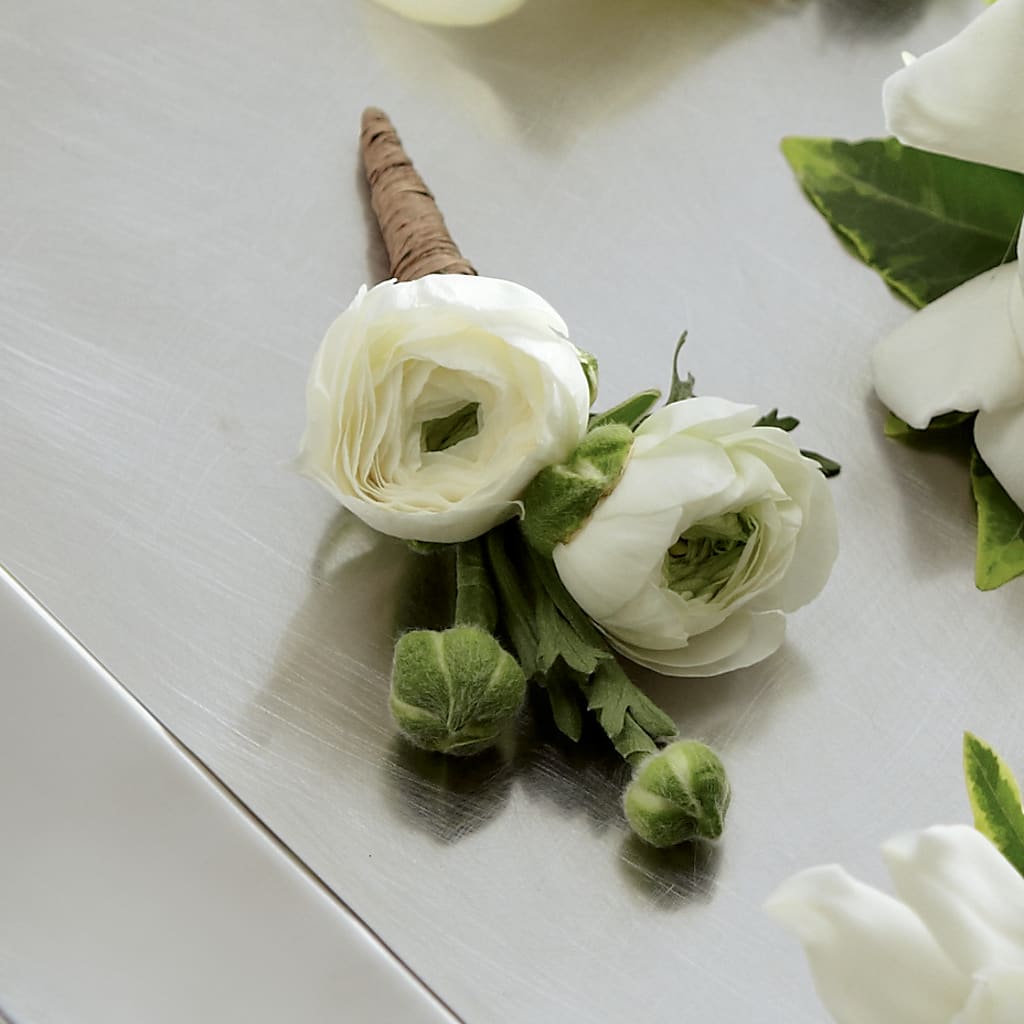 White Ranunculus Boutonniere – A Bloom Depot, Pomona CA
