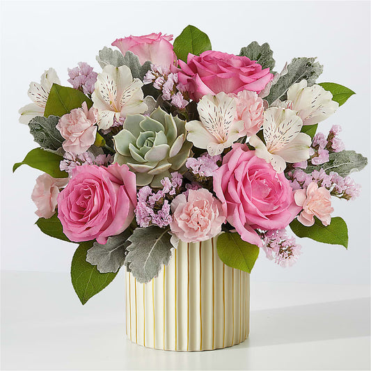 Dusty Rose Bouquet with Ivory Vase –  A Bloom Depot, Pomona CA