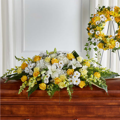 Golden Harmony Casket Spray –  A Bloom Depot, Pomona CA