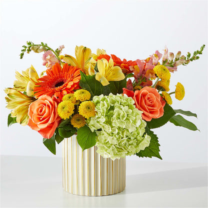 Autumn Sunshine Bouquet with Ivory Vase –  A Bloom Depot, Pomona CA