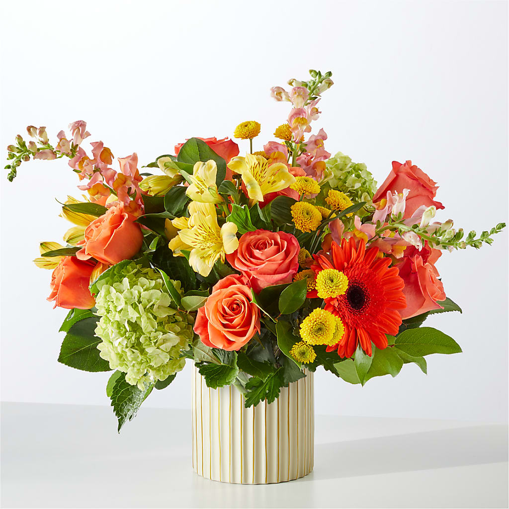 Autumn Sunshine Bouquet with Ivory Vase –  A Bloom Depot, Pomona CA