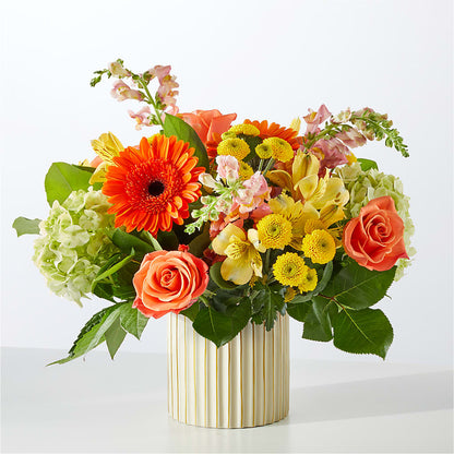 Autumn Sunshine Bouquet with Ivory Vase –  A Bloom Depot, Pomona CA