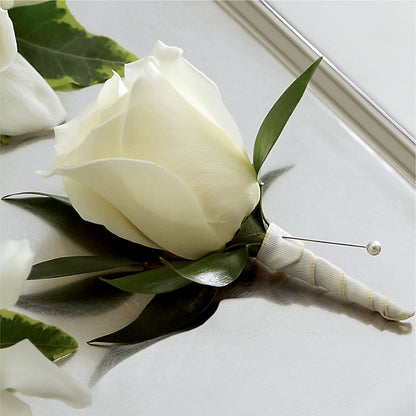 White Rose Boutonniere –  A Bloom Depot, Pomona CA
